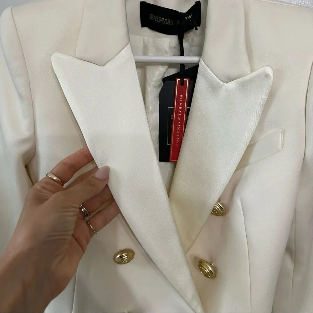 BALMAIN x H&M Collab Cream Blazer RARE - Picture 6 of 9